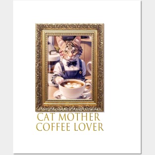 Cat Mother Coffee Lover Posters and Art